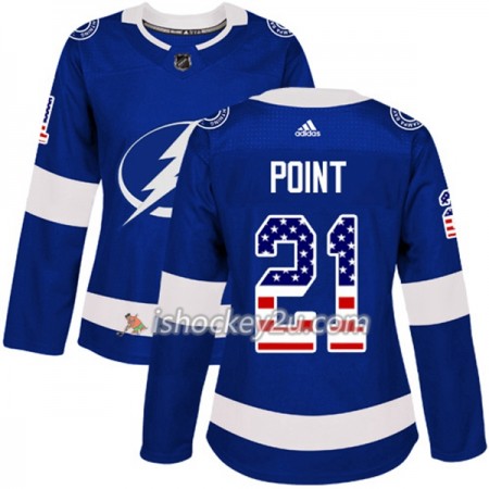 Dame NHL Tampa Bay Lightning Trøje Brayden Point 21 Adidas 2017-2018 Blå USA Flag Fashion Authentic Dame NHL Tampa Bay Lightning Trøje Brayden Point 21 Adidas 2017-2018 Blå USA Flag Fashion Authentic